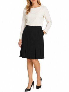 CURRENT Black 100% Wool Pleated Skirt - 12